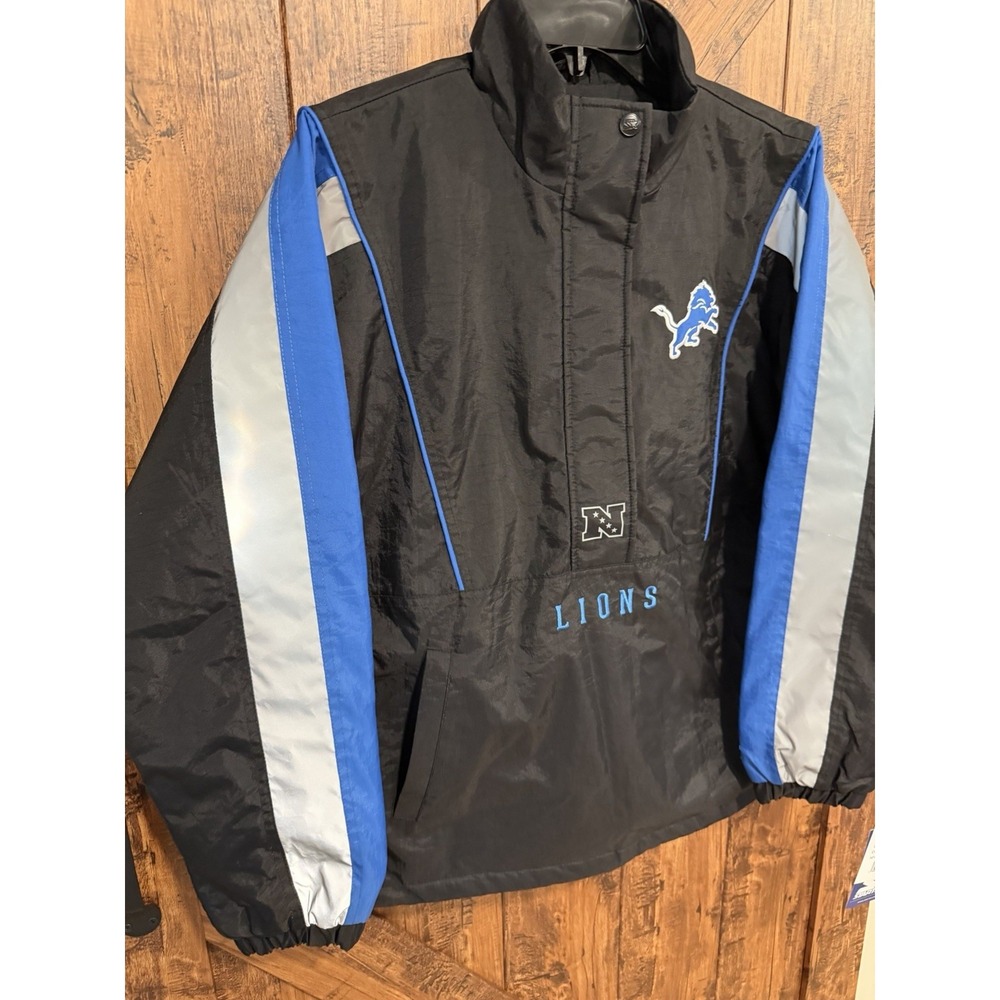 Detroit Lions Women’s Medium STARTER Black Half-Zip Jacket - New - Picture 3 of 12